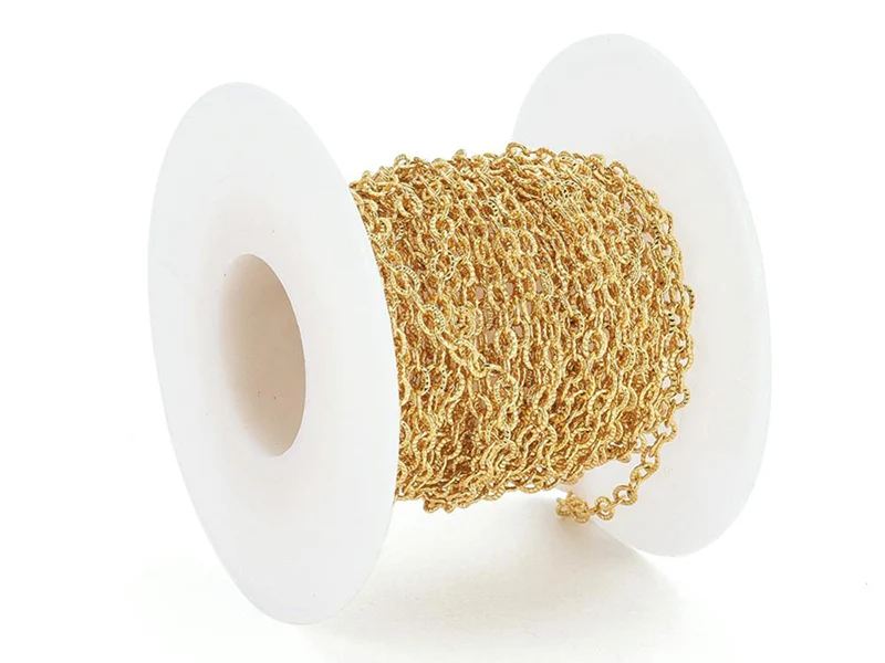 Chaîne ovale texturée 2,5 x 3,5 mm - doré à l'or fin 18 K x 20 cm