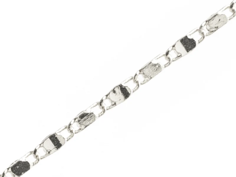 Chaine lien rectangle - laiton flashé argent 925 - qualité premium