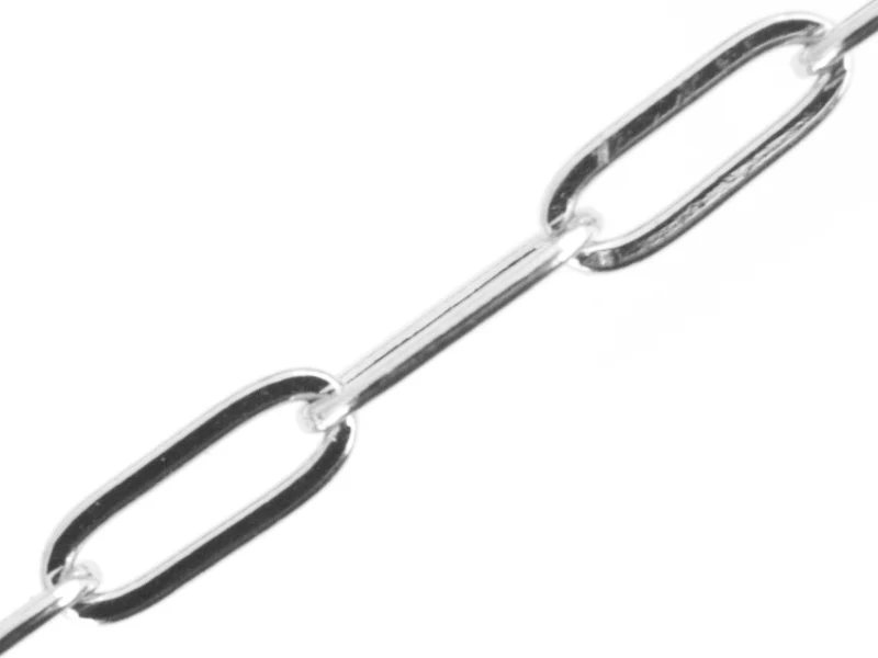 Chaine trombone 11 x 4 mm - laiton flashé argent 925 - qualité premium
