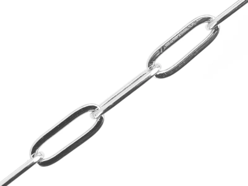 Chaine trombone 11 x 4 mm - laiton flashé argent 925 - qualité premium