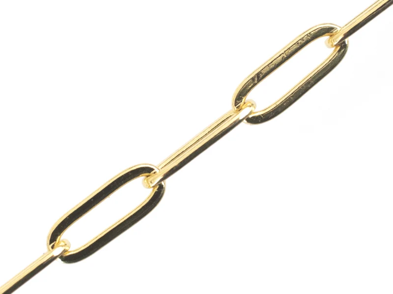 Chaine trombone 11 x 4 mm - laiton doré à l'or fin 18K - qualité premium