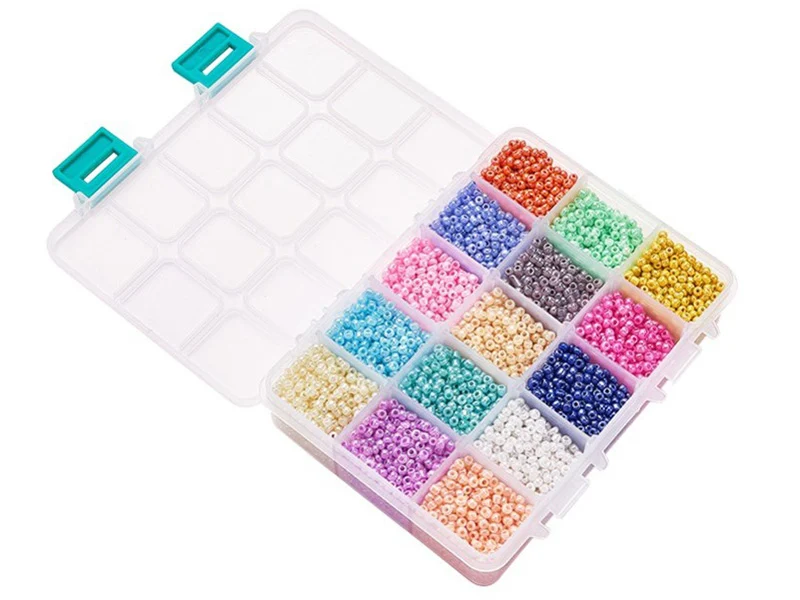 Boite de 15 couleurs de rocailles - 3mm