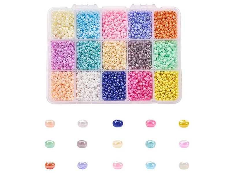Boite de 15 couleurs de rocailles - 3mm