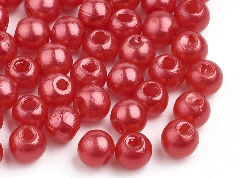 100 perles en plastique rondes imitation perles de culture - 6 mm - multicolore