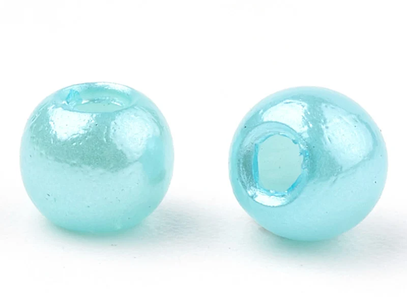 100 perles en plastique rondes imitation perles de culture - 6 mm - bleu turquoise
