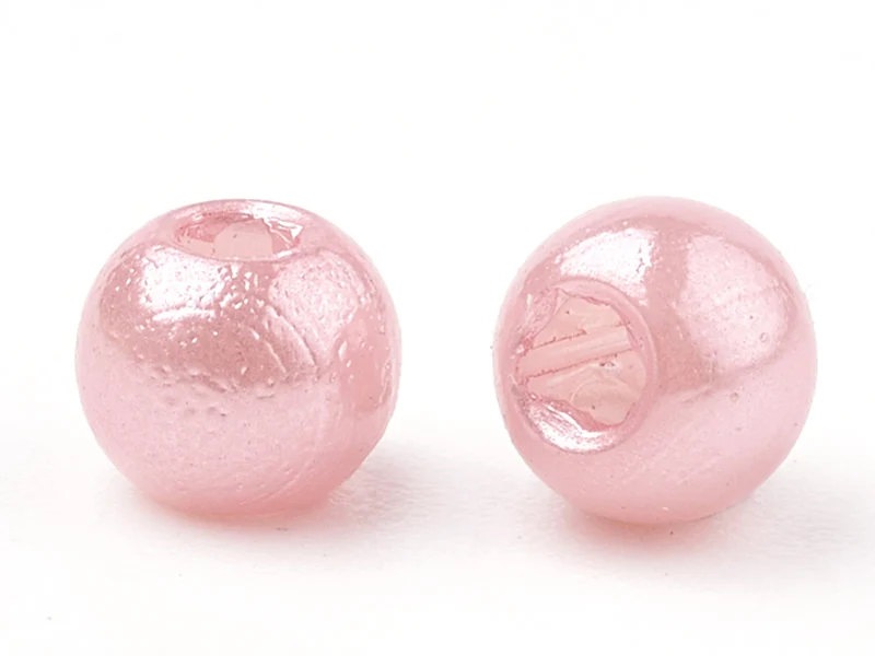 100 perles en plastique rondes imitation perles de culture - 6 mm - rose pâle