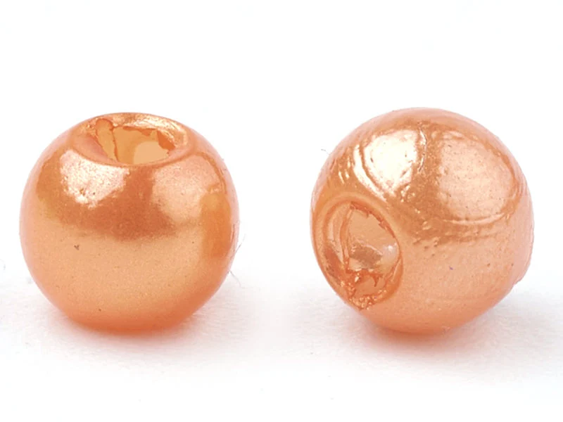 100 perles en plastique rondes imitation perles de culture - 6 mm - orange