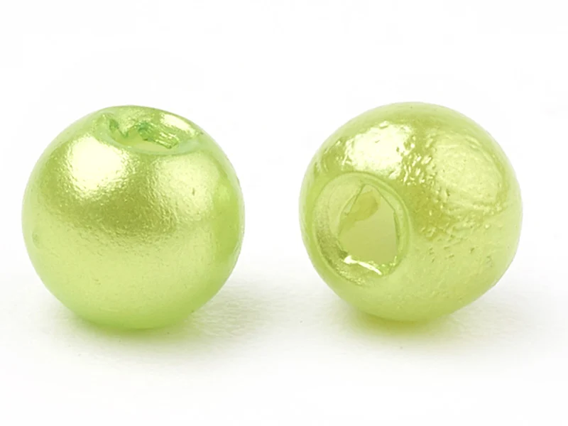 100 perles en plastique rondes imitation perles de culture - 6 mm - vert