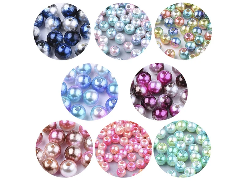 100 perles en plastique rondes imitation perles de culture - 6 mm - mix de perles dégradé