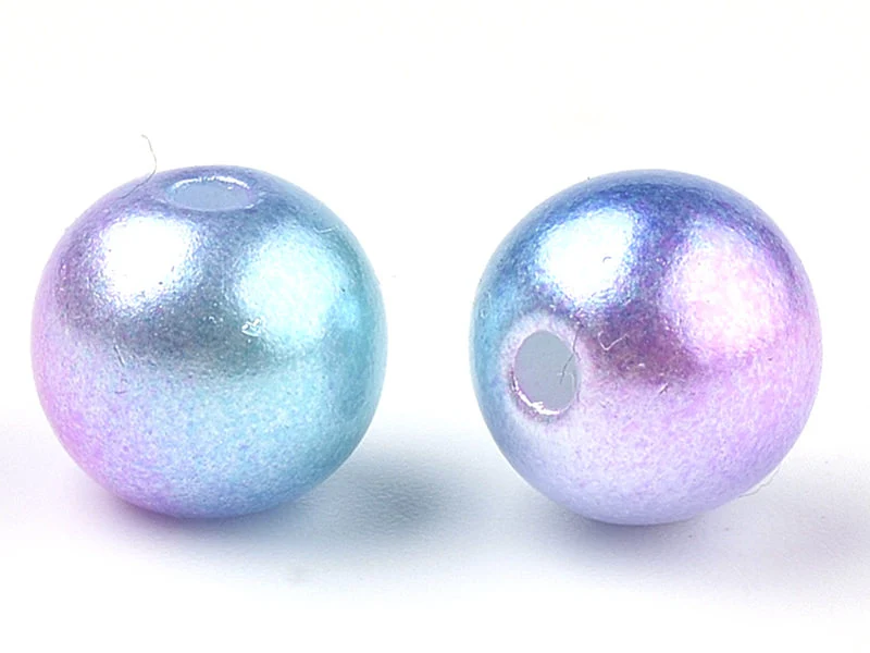 100 perles en plastique rondes imitation perles de culture - 6 mm - dégradé bleu et violet