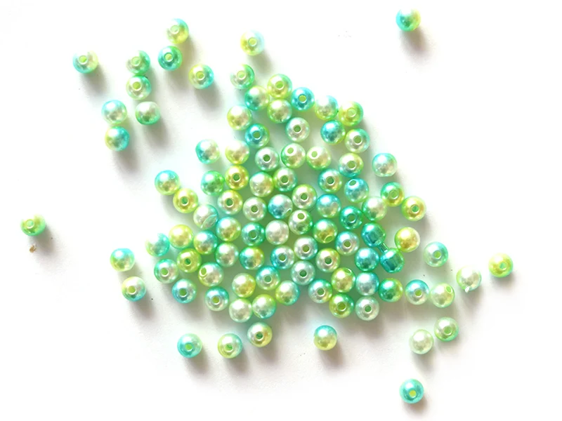 100 perles en plastique rondes imitation perles de culture - 6 mm - dégradé vert d'eau
