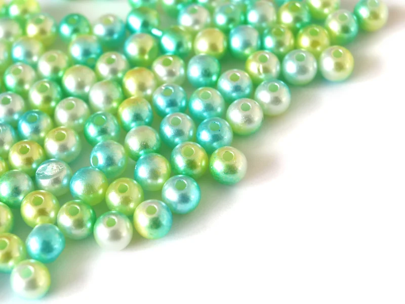 100 perles en plastique rondes imitation perles de culture - 6 mm - dégradé vert d'eau
