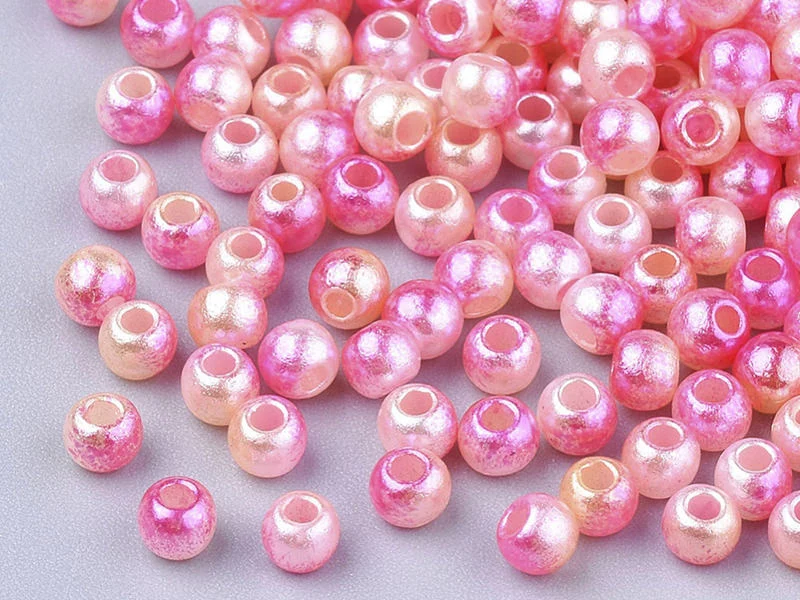 100 perles en plastique rondes imitation perles de culture - 6 mm - dégradé rose
