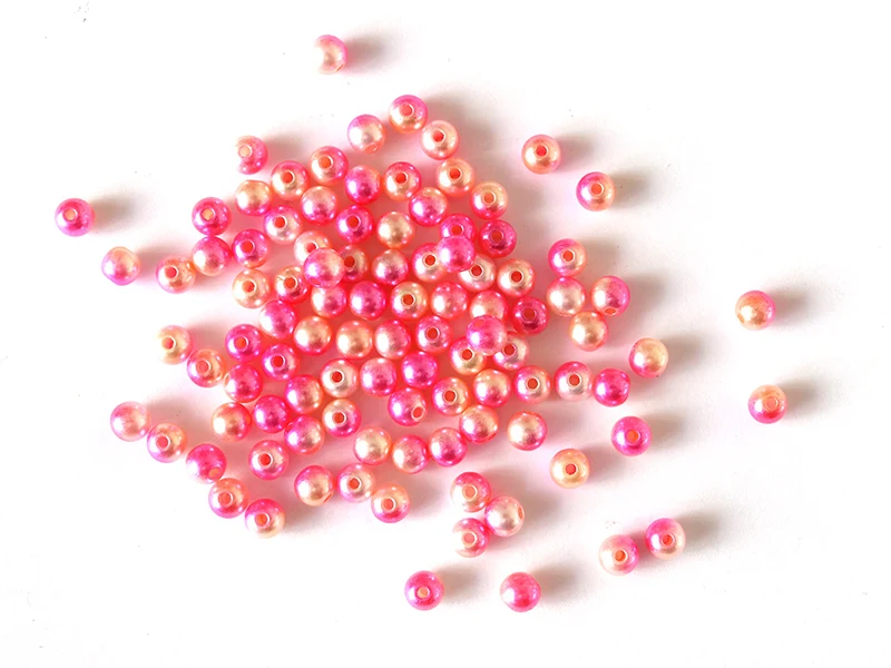 100 perles en plastique rondes imitation perles de culture - 6 mm - dégradé rose