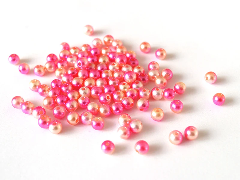 100 perles en plastique rondes imitation perles de culture - 6 mm - dégradé rose