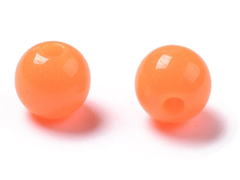 100 perles en plastique rondes 6 mm - orange fluo