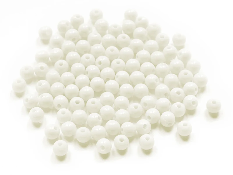 100 perles en plastique rondes 6 mm - blanc