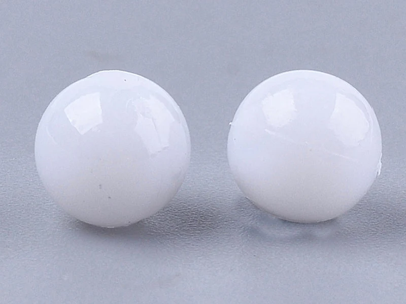 100 perles en plastique rondes 6 mm - blanc