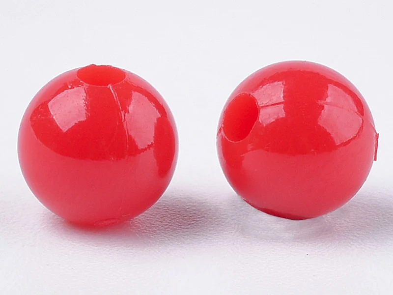 100 perles en plastique rondes 6 mm - rouge