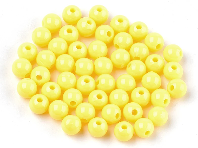 100 perles en plastique rondes 6 mm - jaune