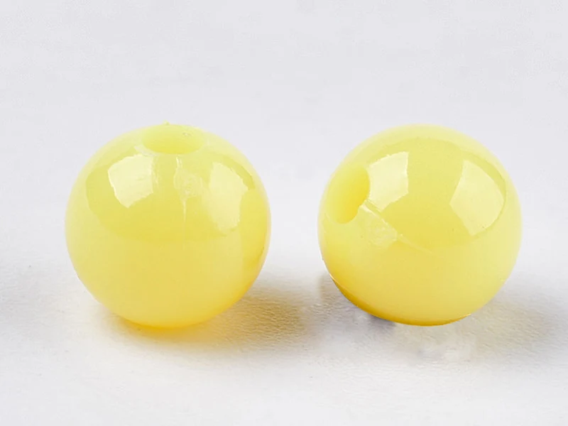 100 perles en plastique rondes 6 mm - jaune