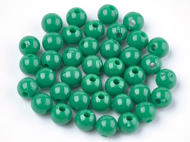 100 perles en plastique rondes 6 mm - vert sapin