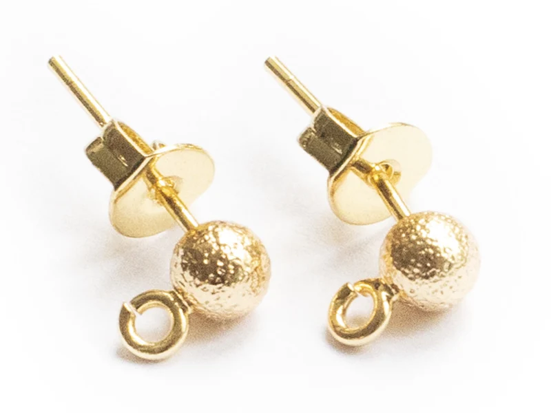 Paire de boucles d'oreilles puces petites boules 18K - doré à l'or fin