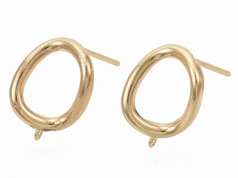 Paire de boulcles d'oreilles cercle - doré à l'or fin 18K - 13 mm