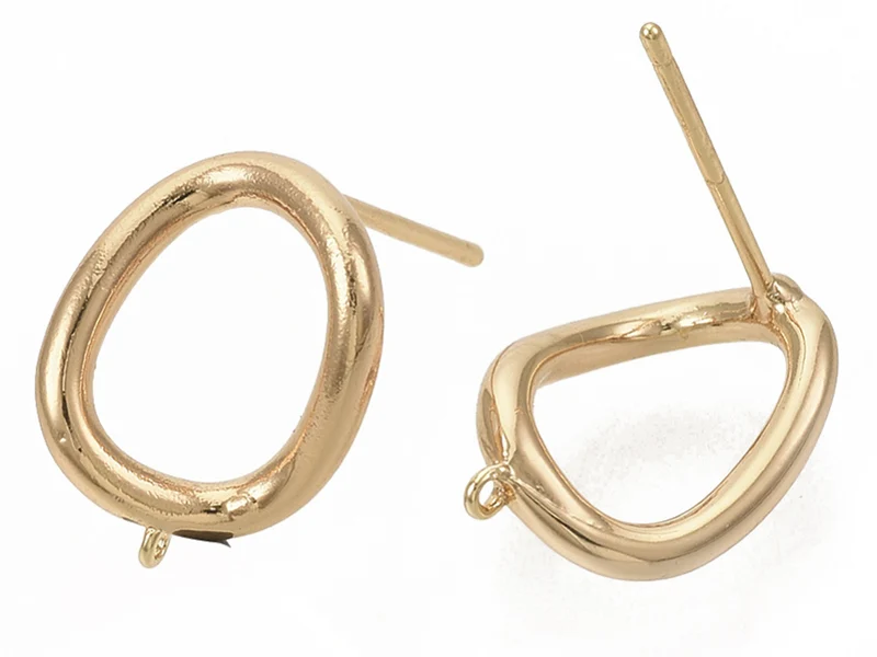 Paire de boulcles d'oreilles cercle - doré à l'or fin 18K - 13 mm