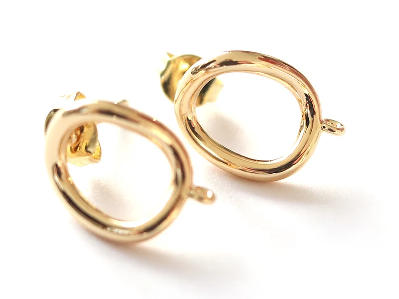 Paire de boulcles d'oreilles cercle - doré à l'or fin 18K - 13 mm