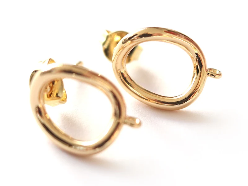 Paire de boulcles d'oreilles cercle - doré à l'or fin 18K - 13 mm