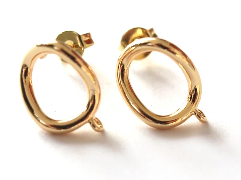 Paire de boulcles d'oreilles cercle - doré à l'or fin 18K - 13 mm