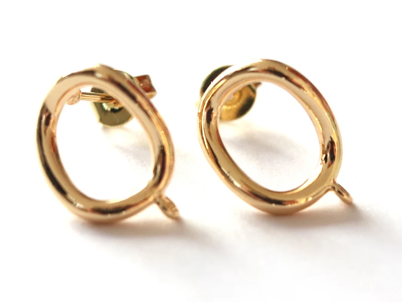 Paire de boulcles d'oreilles cercle - doré à l'or fin 18K - 13 mm