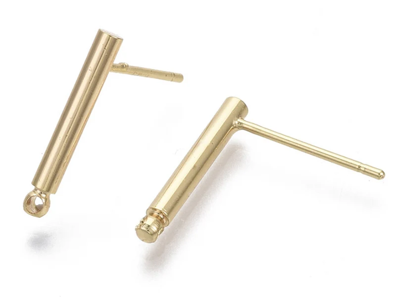 Paire de boucles d'oreilles - doré à l'or fin 18K - boucles longues 15 mm