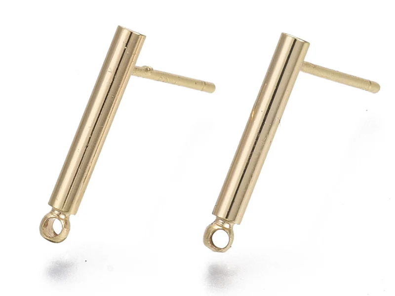 Paire de boucles d'oreilles - doré à l'or fin 18K - boucles longues 15 mm