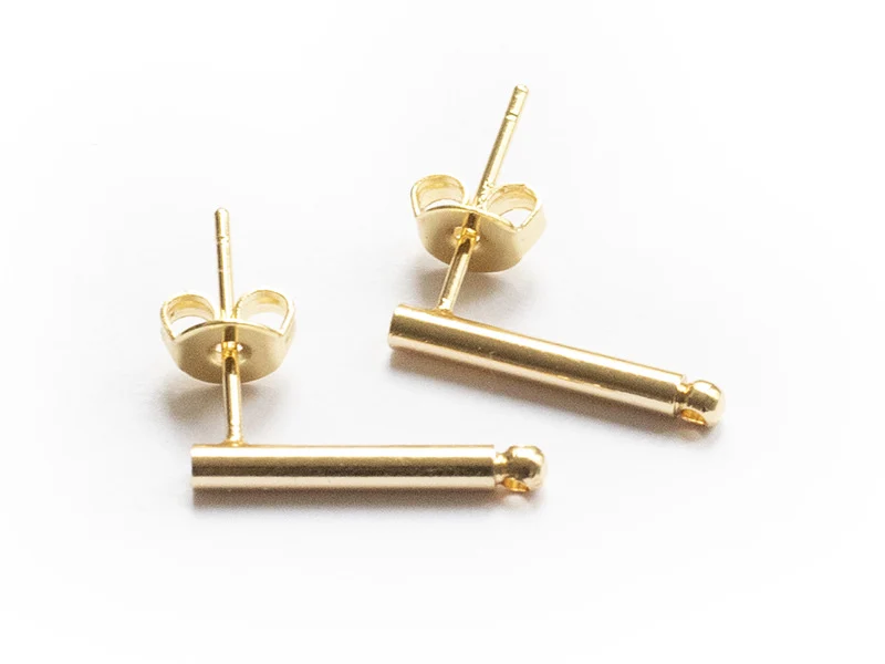 Paire de boucles d'oreilles - doré à l'or fin 18K - boucles longues 15 mm