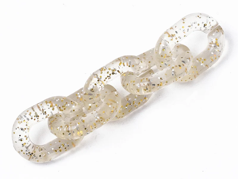 50 maillons ovales en plastique 19 x 14 mm - à connecter pour création de chaîne - transparent à paillettes