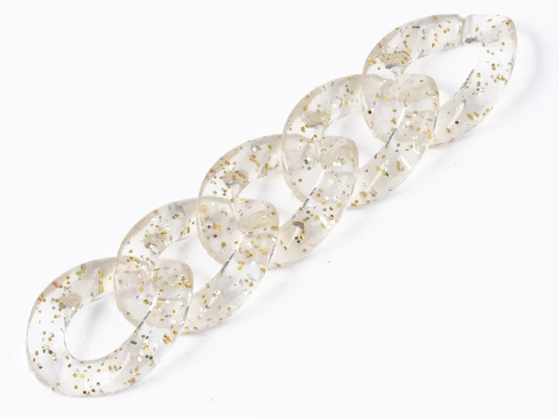 50 maillons en plastique 23 x 16 mm - à connecter pour création de chaîne - transparent à paillettes