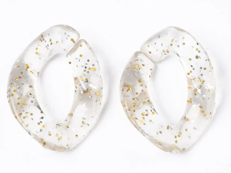 50 maillons en plastique 23 x 16 mm - à connecter pour création de chaîne - transparent à paillettes
