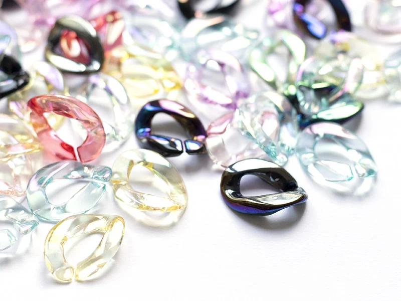 50 maillons en plastique 22 x 16 mm - à connecter pour création de chaîne - transparent irisé