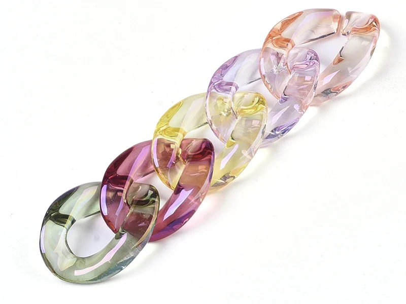 50 maillons en plastique 22 x 16 mm - à connecter pour création de chaîne - transparent irisé