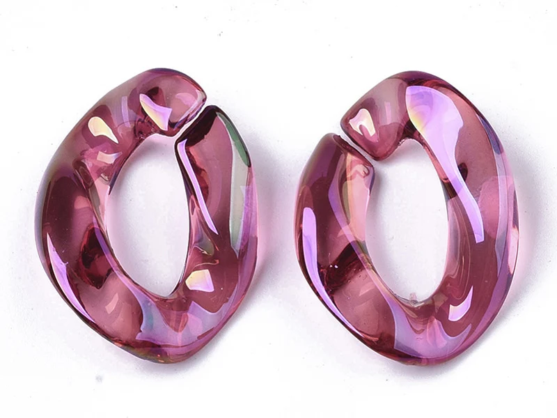 50 maillons en plastique 22 x 16 mm - à connecter pour création de chaîne - transparent irisé