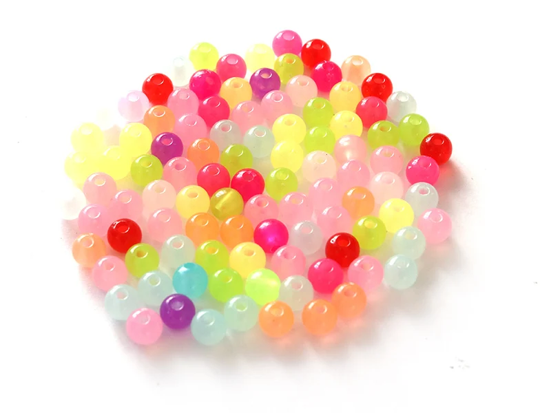 100 perles en plastique rondes 6 mm - multicolores