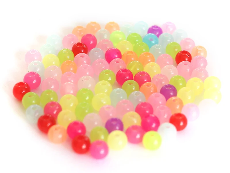 100 perles en plastique rondes 6 mm - multicolores