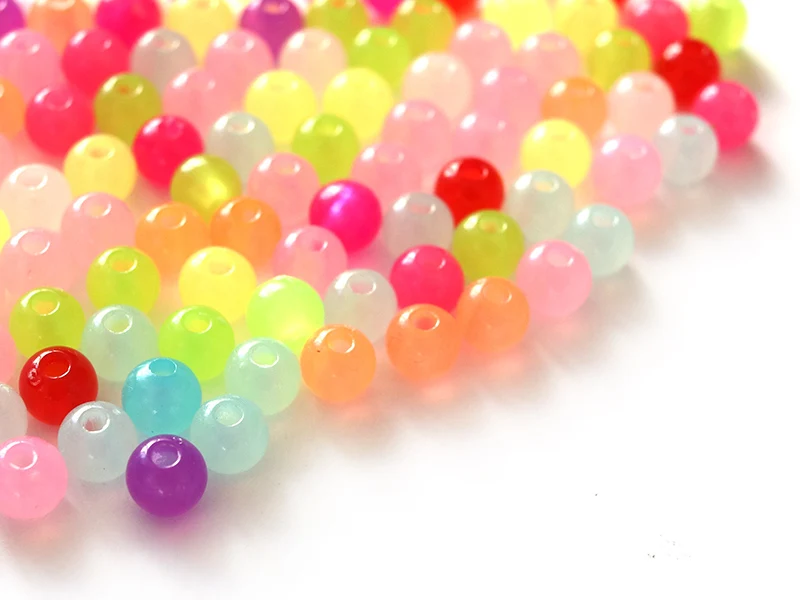 100 perles en plastique rondes 6 mm - multicolores