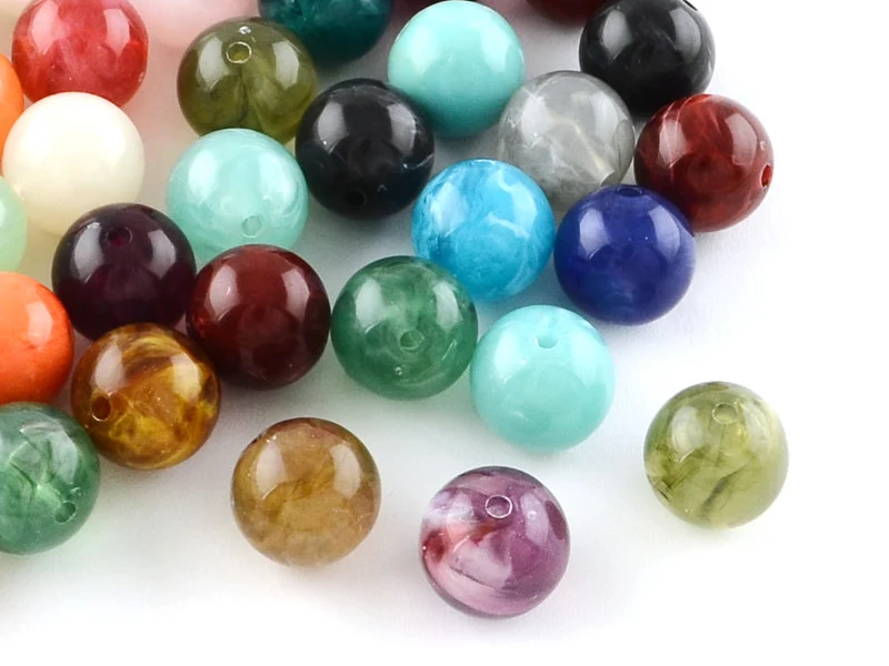 100 perles en plastique rondes 6 mm - imitation perles naturelles