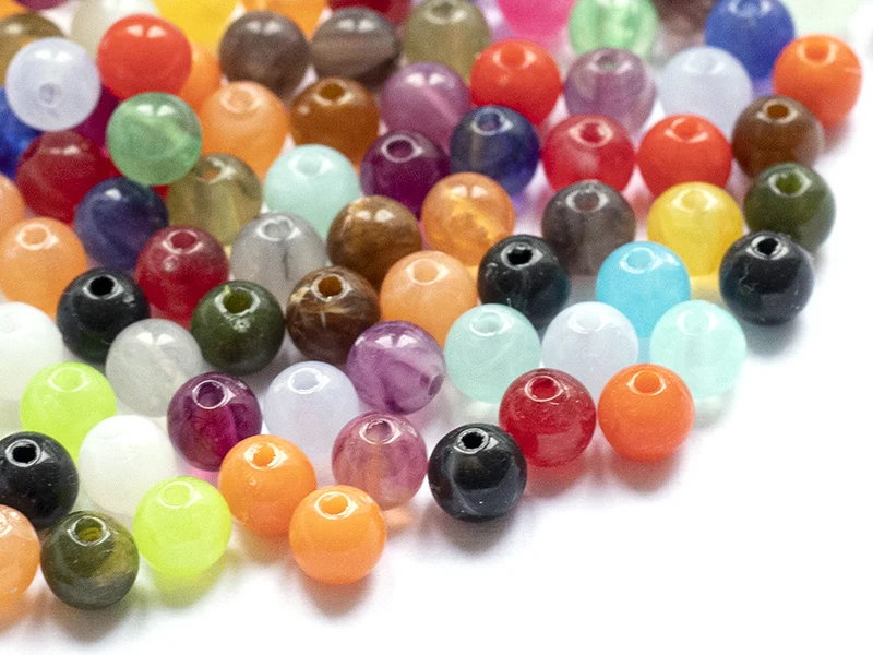 100 perles en plastique rondes 6 mm - imitation perles naturelles