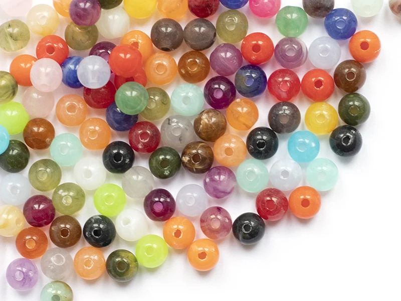 100 perles en plastique rondes 6 mm - imitation perles naturelles