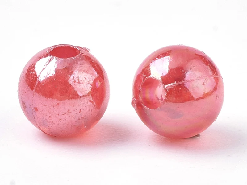 100 perles en plastique - rondes 6 mm - nacrées