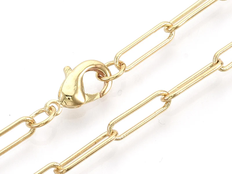 Collier chaîne trombone - 62 cm - 12 x 3,5 - doré à l'or fin 18K